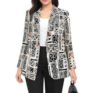 Vintage GW Graff Womens Blazer 14 Black Brown Artistic MCM Retro Statement Chic‎